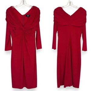Tadashi Collection Red Dress Medium Off the Shoulder Red Cocktail Jersey Sheath